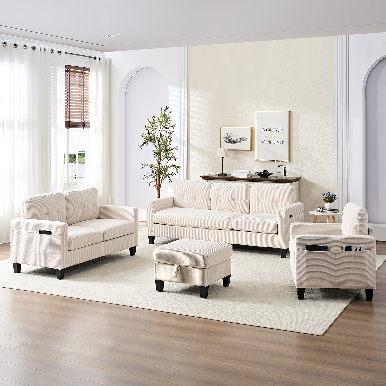 ZAFLY 3PCS Sectional Couch Set, Living Furniture Sofa Sets, Include ...