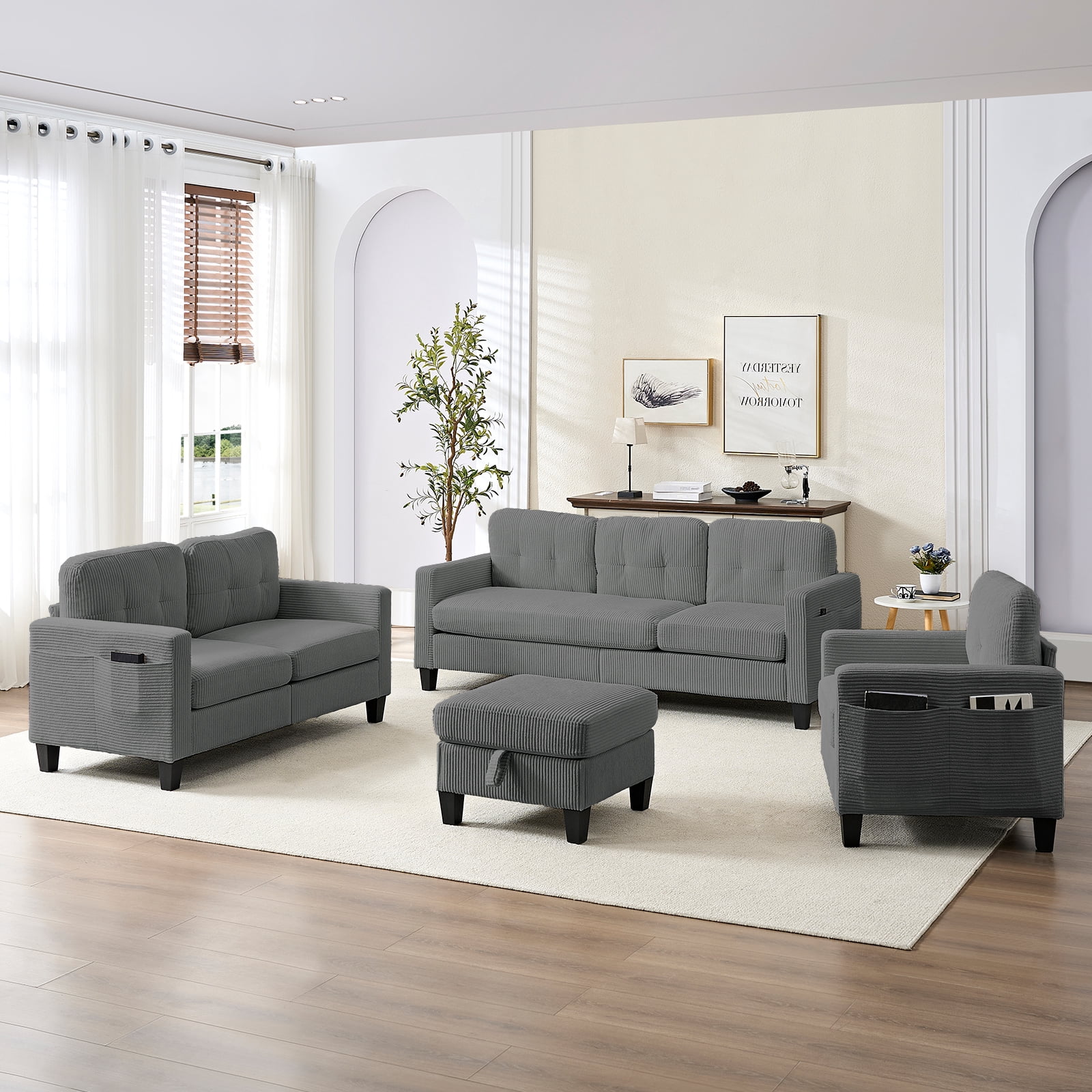 ZAFLY 3PCS Sectional Couch Set, Living Room Furniture Sofa Sets ...