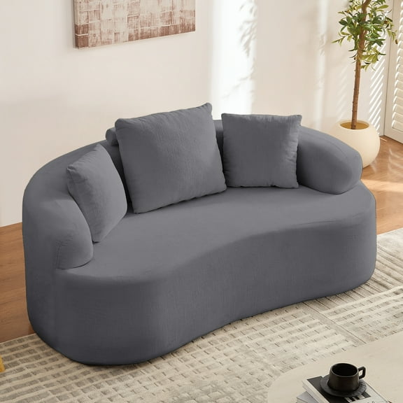 ZAFLY 67” Cloud Comfy Sofa, Deep Seat Loveseat for Living Room, Chenille 2 Seater Cloud Couch, No Assembly Required - Dark Gray