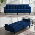 thumbnail image 1 of ZAFLY 77" Velvet Futon Couch Bed, Convertible Sleeper Loveseat for Living Room - Blue, 1 of 7