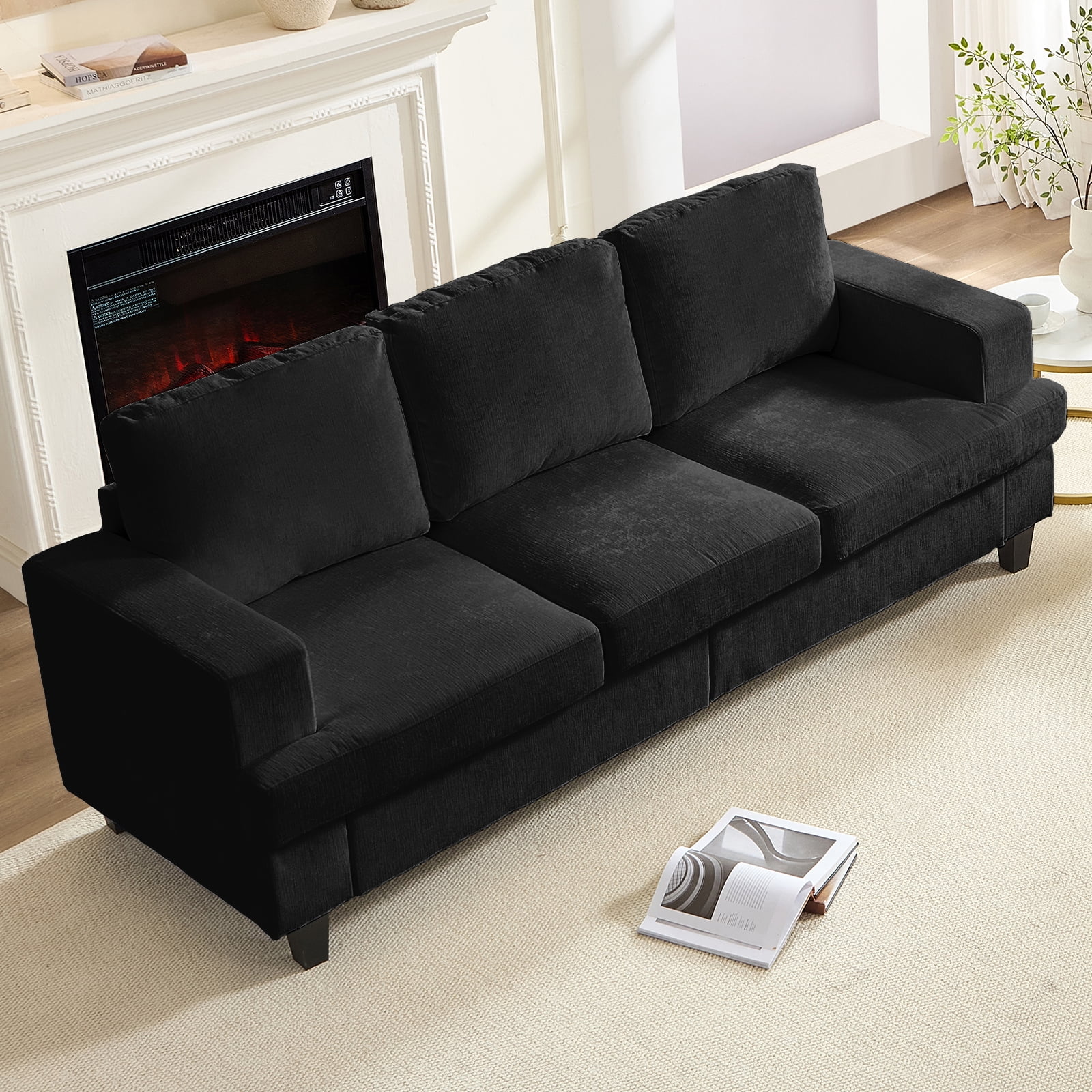 ZAFLY 82” Deep Seat Couch with Wide Armrest, Oversized Sofas and Couches for Small Space/Living Room - Dark Gray