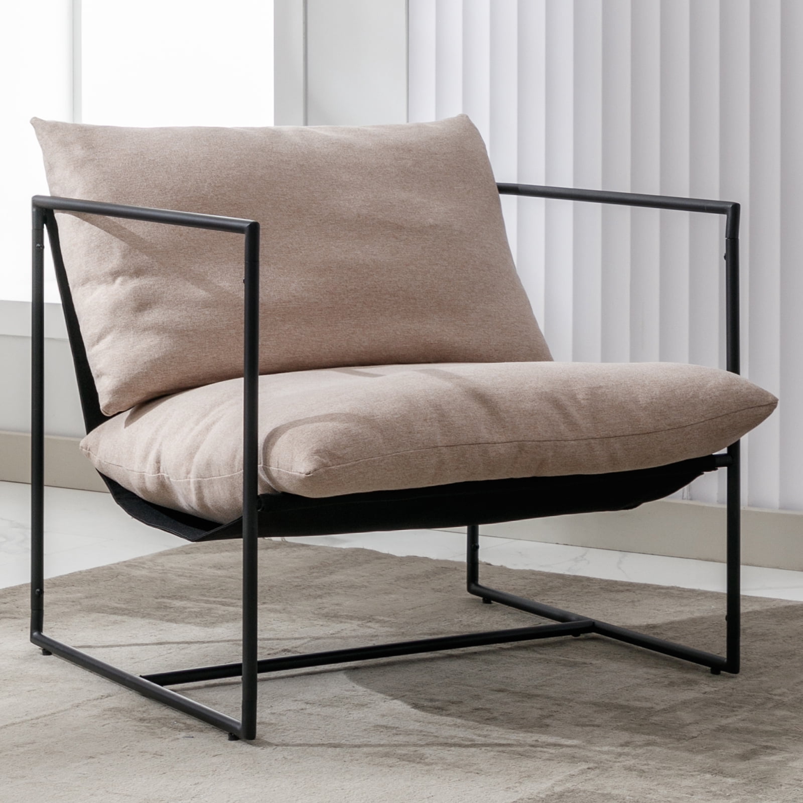 ZAFLY Accent Chair Set of 2, Modern Sling Chair with Metal Frame, Comfy Chair for Living Room - Dark Grey