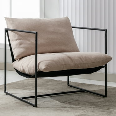 Zinus Aidan Poltrona Relax Oversize - Sedia Da Salotto Con Struttura In Metallio, Beige Chiaro - Foto 3