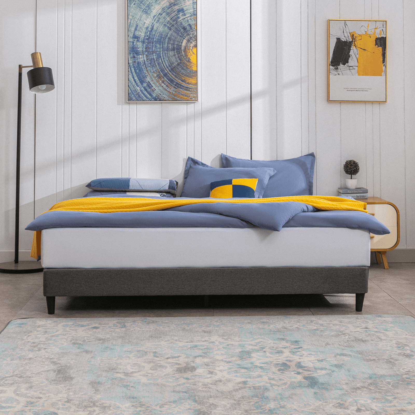 ZAFLY California King Size Bed Frame, Linen Platform Bed Frame with