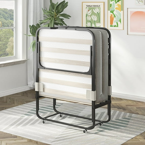 ZAFLY Folding Bed with Memory Foam Mattress, Portable Rollaway Bed for Guest Room
