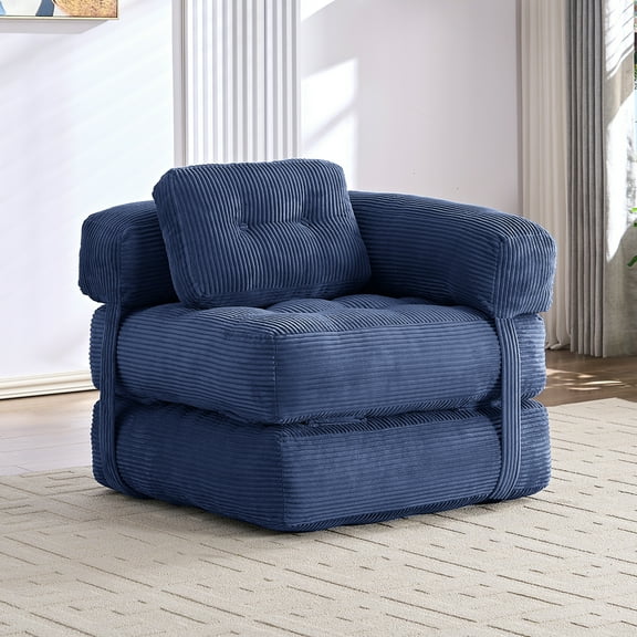 ZAFLY Folding Sofa Bed, Convertible Sleeper Chair with Pillows, Floor Sofa Chair Beds, Fold Out Couch for Small Space - Blue