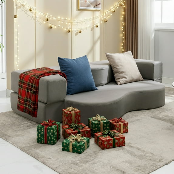 ZAFLY Full Size Convertible Futon Sofa Bed, Floor Sofa Bed Foldable, Foam Folding Mattress Sleeper, Floor Couch Lounge Sleeper Bed for Living Room/Bedroom, Light Grey