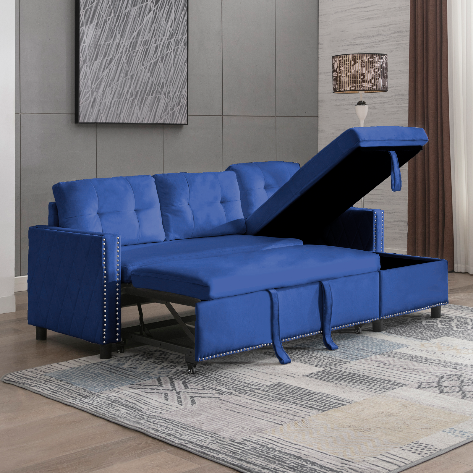 ZAFLY Futon Sofa Bed, Pull Out Sleeper Reversible Sectional Couch