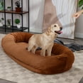 thumbnail image 1 of ZAFLY Human Dog Bed, Washable Floor Bed for People Adults, Flannel Fabrics Dog Bean Bed - Brown, 1 of 11