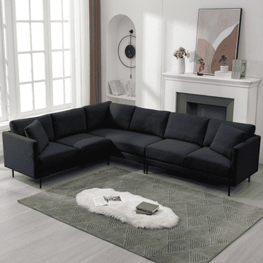 ZAFLY  L-Shaped Couch,  Sectional Corner Couches and Sofas with Linen Fabric for Living Room - Grey