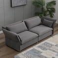 thumbnail image 1 of ZAFLY Living Room Sofa Set, 3 Seater Sofa with Pillows, Upholstered Couch with Adjustable Armrests and Backrest, Modern Linen Minimalist Sleeper Sofas and Couches - Dark Grey, 1 of 9