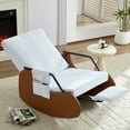 thumbnail image 1 of ZAFLY Rocking Accent Chair, Glider Reading Chair with Footrest, Comfy Corduroy Single Sofa for Living Room/Nursery/Bedroom - White, 1 of 8