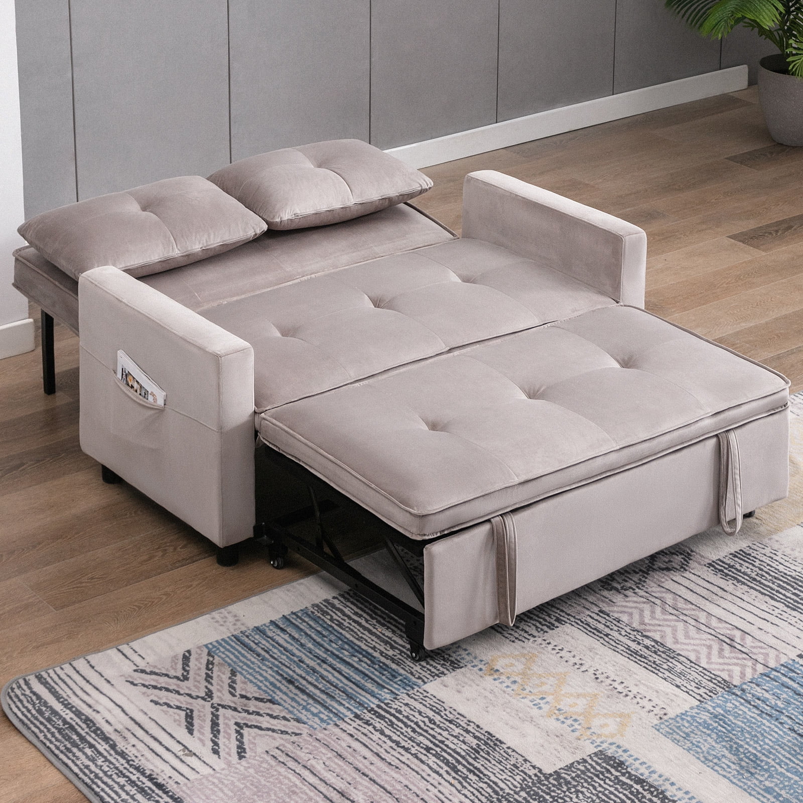 ZAFLY 2-Seater Pull Out Loveseat Sofa Bed, Convertible for Small Space