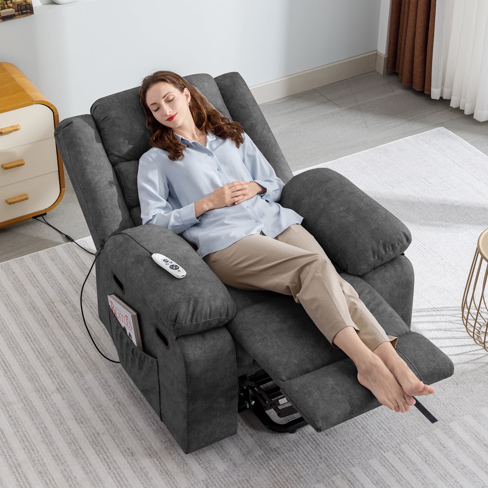 ZAFLY Recliner Chair for Adults, Electric Glider Recliner with Heat