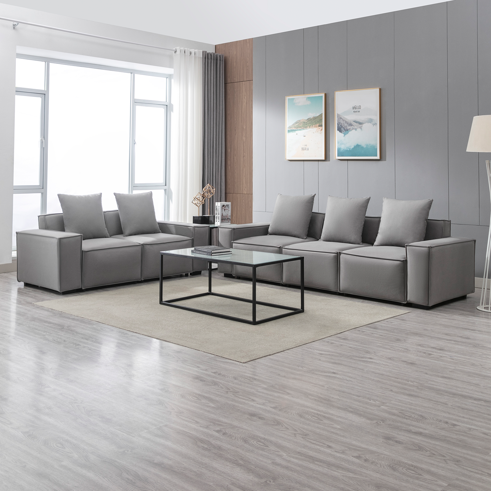 ZAFLY Sectional Sofa Couch, L Shaped Modular Couch with Sturdy Wood