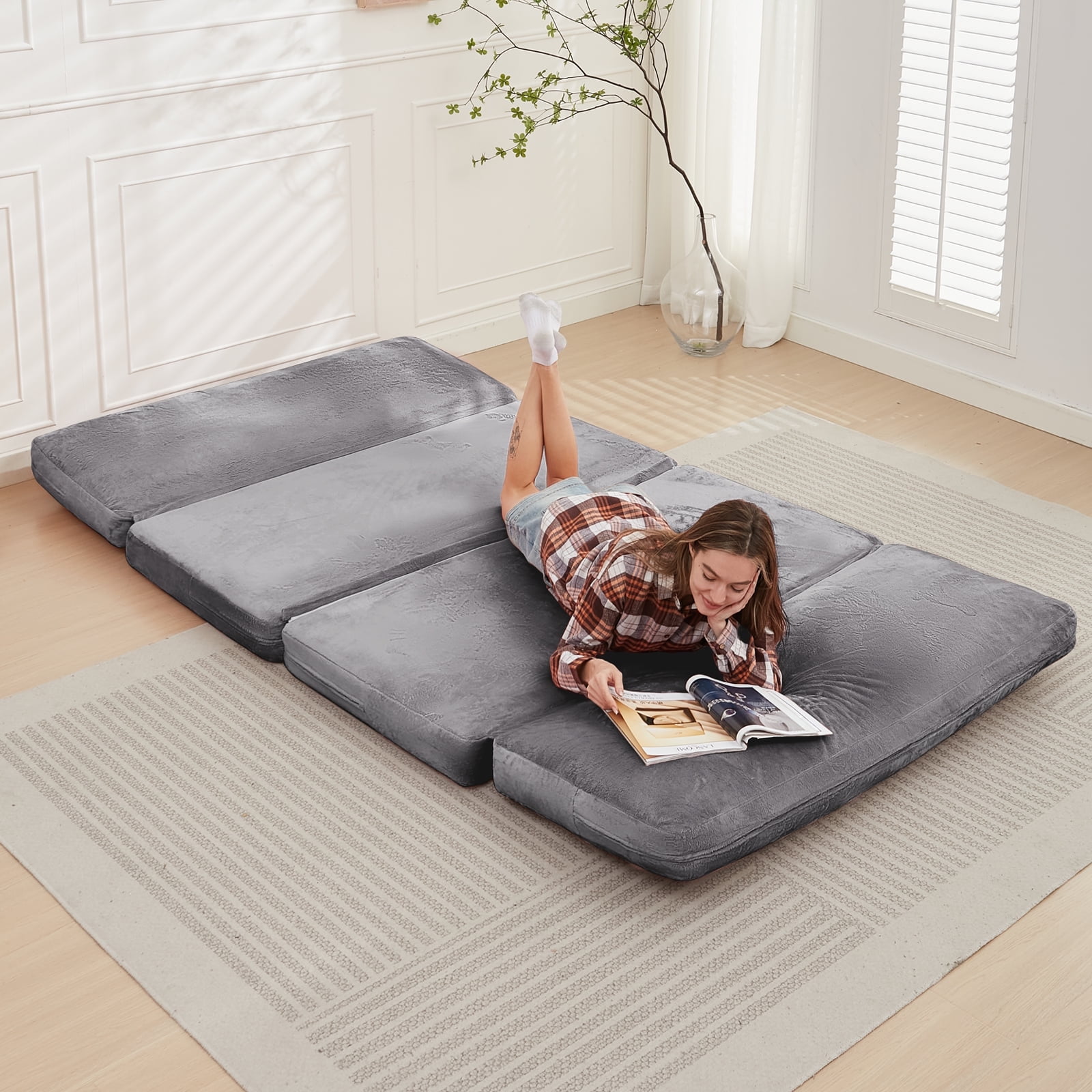 ZAFLY Single Folding Sofa Bed, Foldable Futon Couch Bed