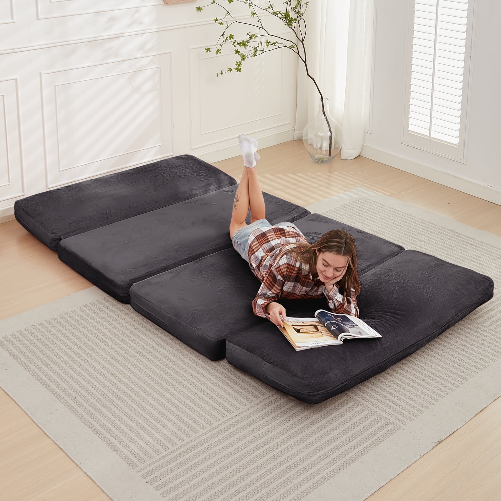 ZAFLY Single Folding Sofa Bed, Foldable Futon Couch Bed, Sleeper Sofa — free download