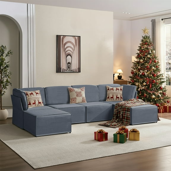 ZAFLY U Shaped Modular Sectional Sofa Couch, Convertible L Shaped Couch Sofa, Queen Sleeper Sofa Bed, Variable Modular Oversized Couch for Living Room (Dark Grey)