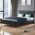 thumbnail image 1 of ZAFLY Velvet Upholstered King Size Bed Frame, Platform King Size Bed Frame with Tufted Adjustable Headboard, Wood Slat Support, No Box Spring Needed, Easy Assembly (King, Dark Grey), 1 of 9