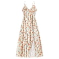 thumbnail image 1 of ZAFUL Cute Casual Sundress Silky Floral Front Slit Cami Midi Dresses Multi L, 1 of 6