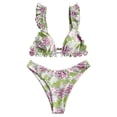 thumbnail image 1 of ZAFUL Floral Ruffle High Cut Bikini Swimwear Multi-B L, 1 of 5