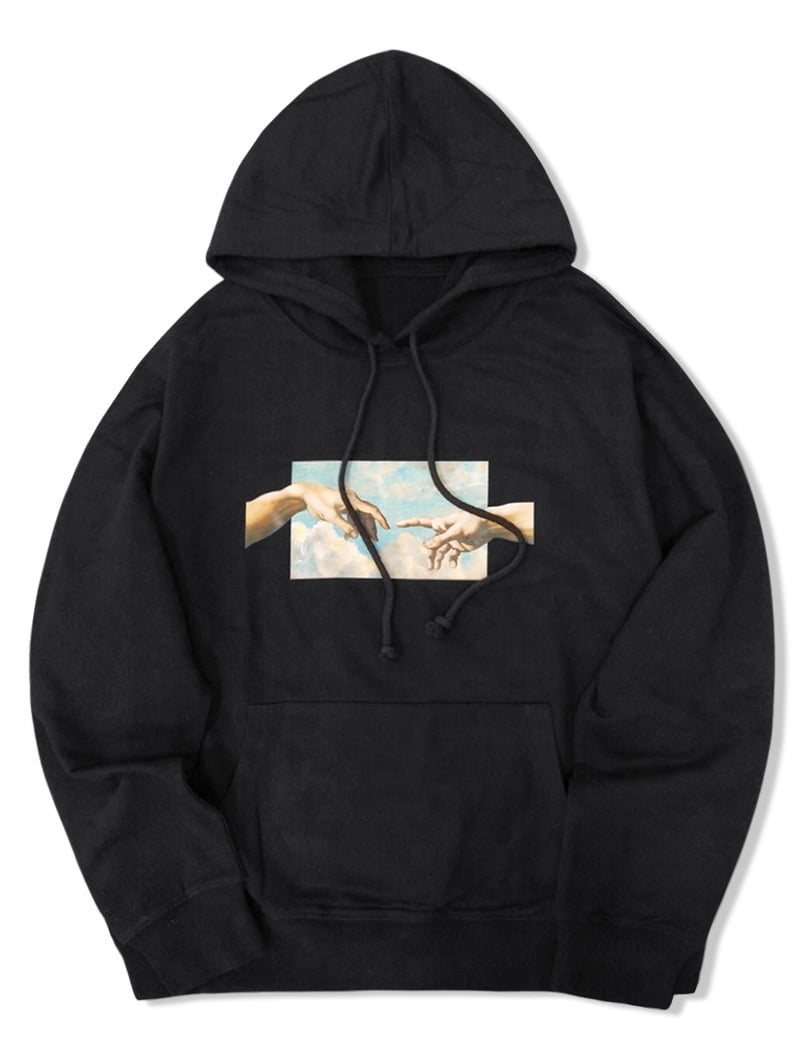 Helping hands graphic online front pocket lounge hoodie