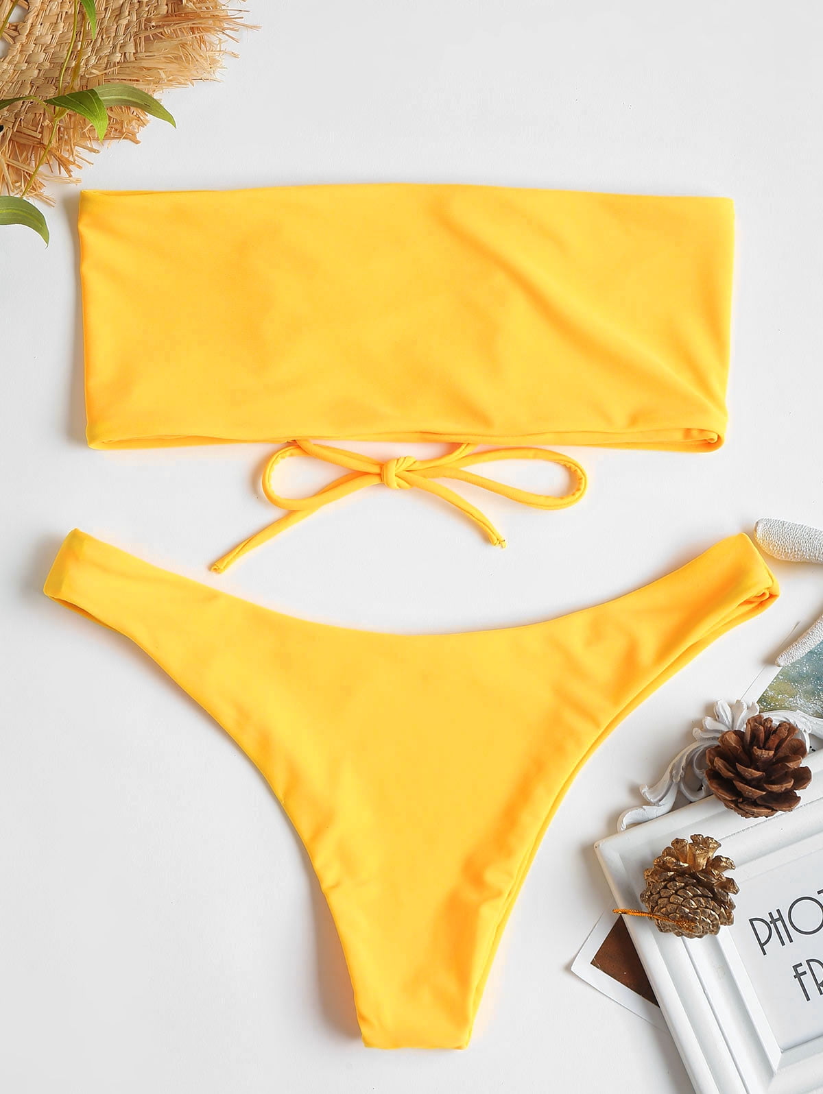 mustard bandeau bikini