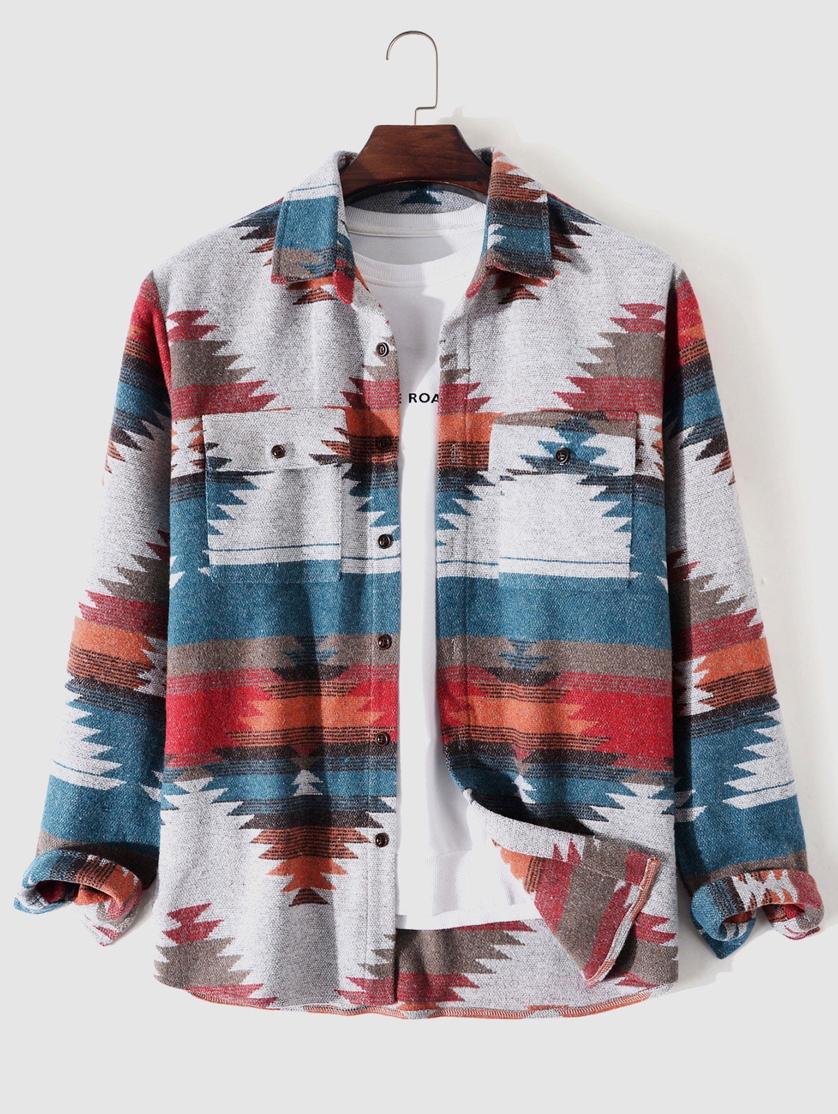 Zaful Geometric Print Jacket ZAFUL Tribal Geometric Print Blend