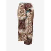 ZAFUL Women Casual Tie Bandana Paisley Print Sarong-style Skirt AMulti-A M