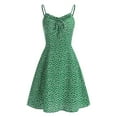 thumbnail image 1 of ZAFUL Women Ditsy Floral Tie Ruffle Front Spaghetti Straps Dress Green XL, 1 of 6