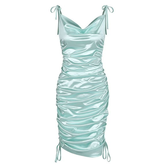 ZAFUL Women Sexy Prom Dress Cocktail Evening Party Dress Spaghetti Straps Smocked Dress Light Green L