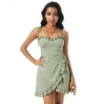 thumbnail image 1 of ZAFUL Women Sexy Prom Dress Polka Dot Ruffle Backless Overlap Dress Light Green S, 1 of 8
