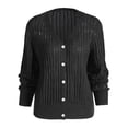 thumbnail image 1 of ZAFUL Women's Casual V Neck Solid Color Cutout Long Sleeve Cardigan Black S, 1 of 6