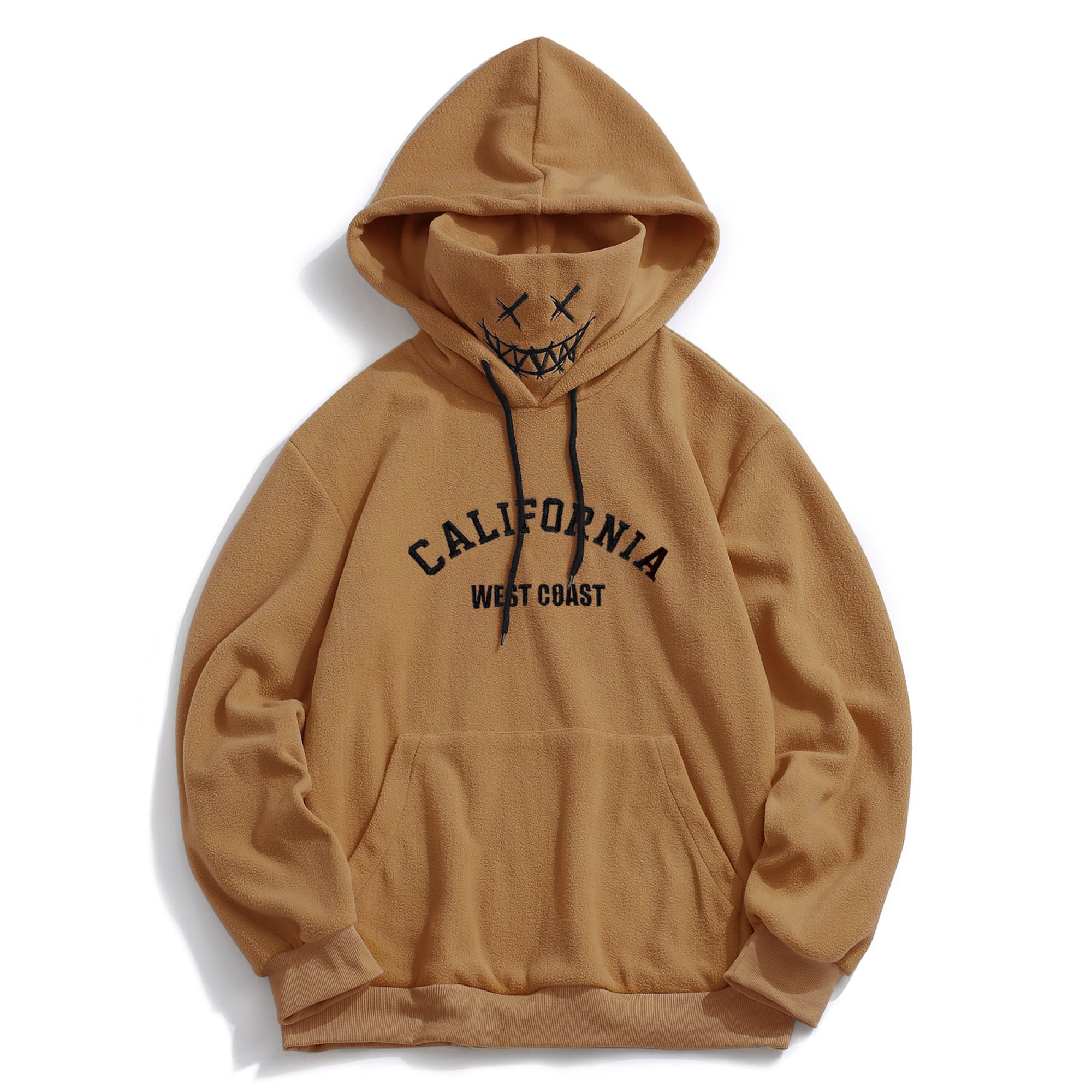 ZAFUL for Junior Letter Graphic Embroidered Fleece Mask Hoodie Coffee 2XL -  Walmart.com