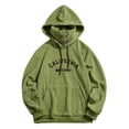 thumbnail image 1 of ZAFUL for Junior Letter Graphic Embroidered Fleece Mask Hoodie Deep Green S, 1 of 5