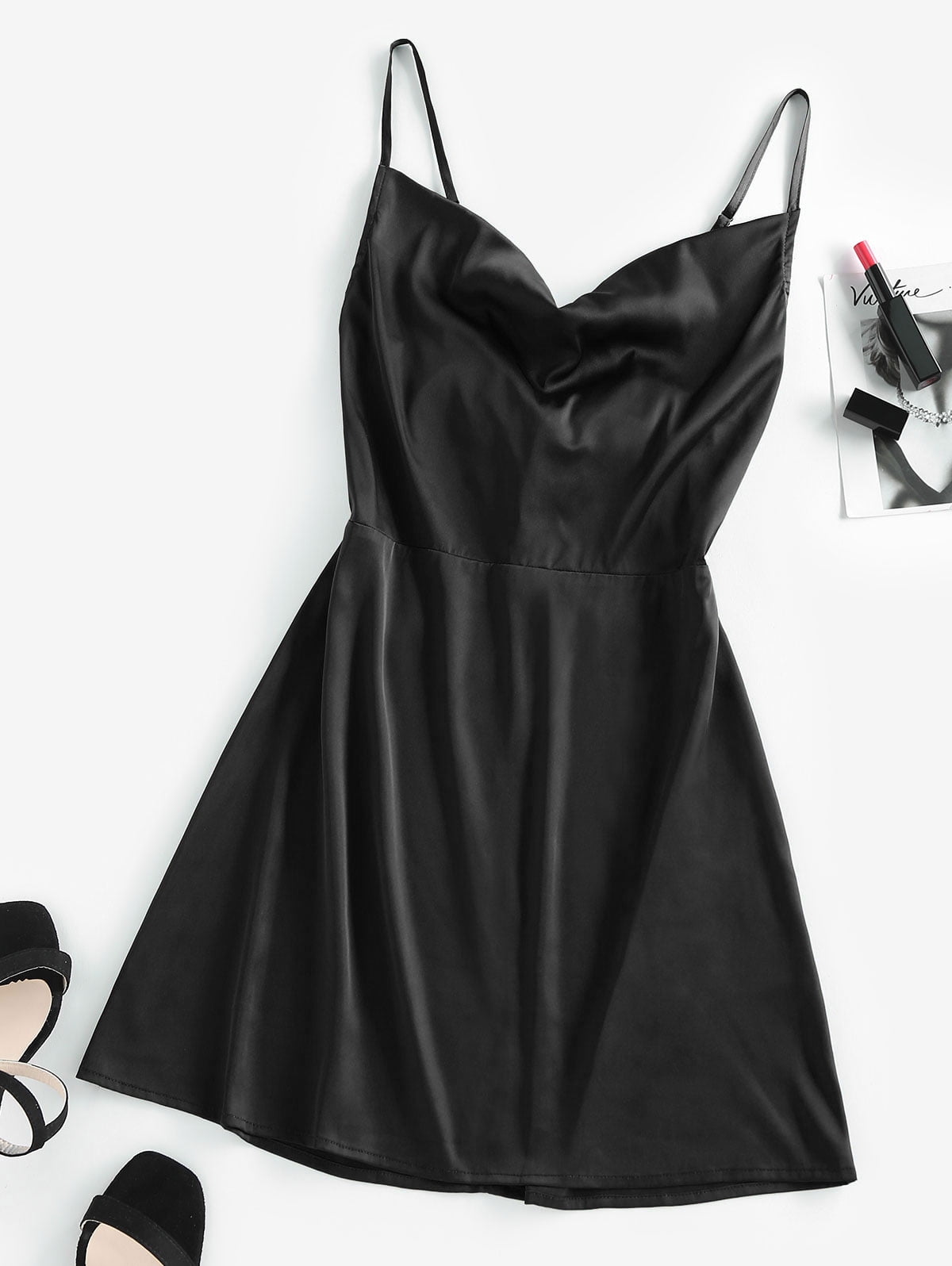 ZAFUL for Women Prom Dress Sexy Mini Slip Satin Back Tie Cami