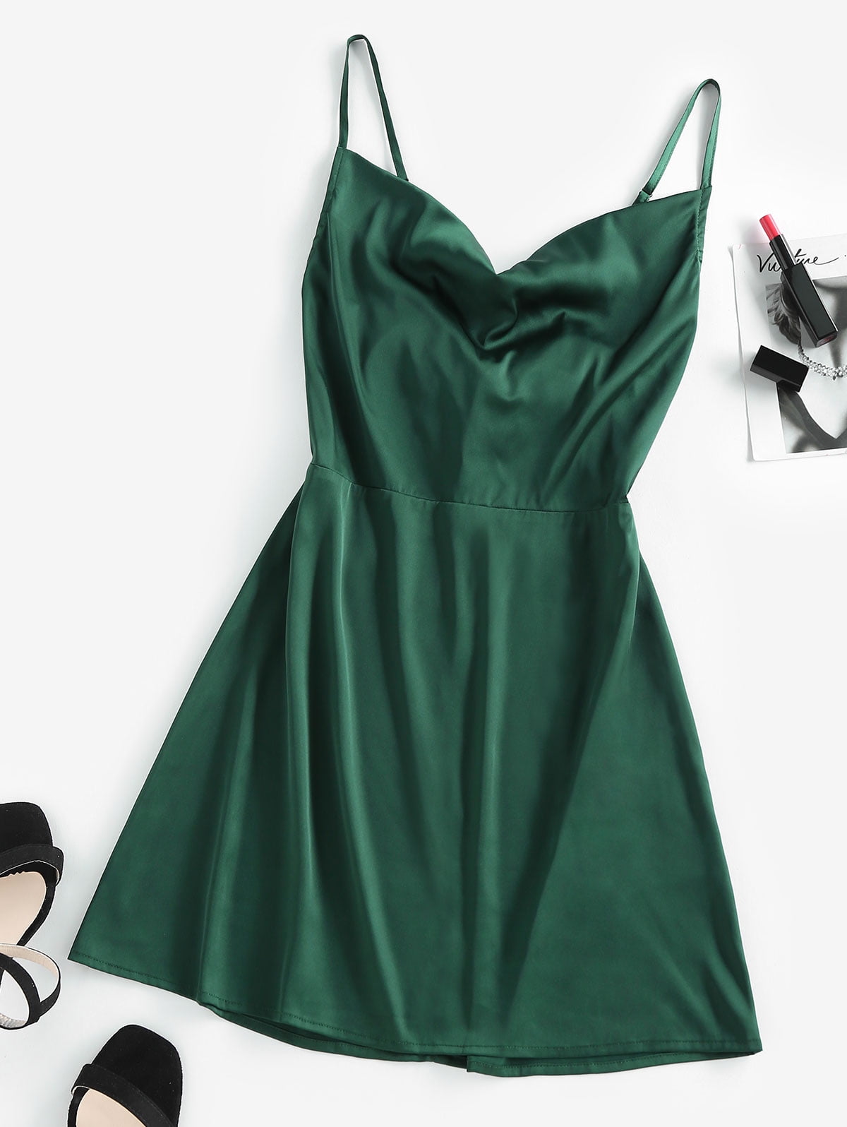 Green Satin Dress Green Cami Slip Dress Topshop Cowl Neck Cami