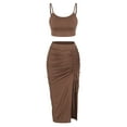 thumbnail image 1 of ZAFUL for Women Prom Dress or Cocktail Dress Evening Part Dress Cami Top and Ruched Slit Skirt Set Deep Coffee M, 1 of 5