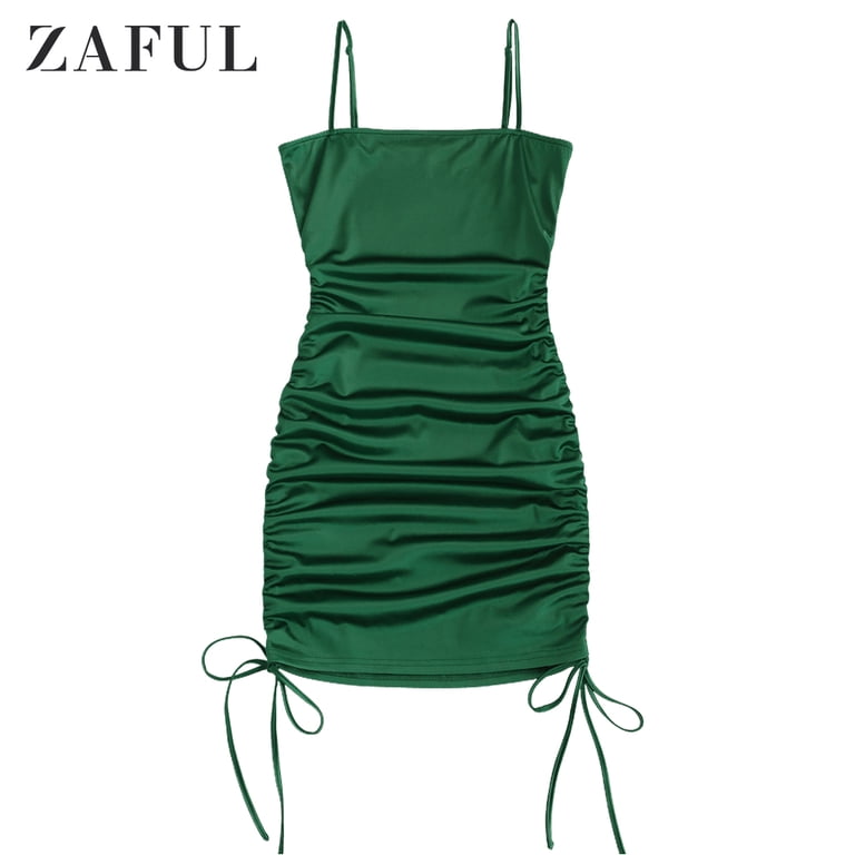 ZAFUL for Women Prom Dress or Cocktail Dress Evening Part Dress Cinched Spaghetti Strap Satin Bodycon Dress Dark Green M - Walmart.com ZAFUL for Women Prom Dress or Cocktail Dress Evening Part Dress Cinched Spaghetti Strap Satin Bodycon Dress Dark Green M - Walmart.com