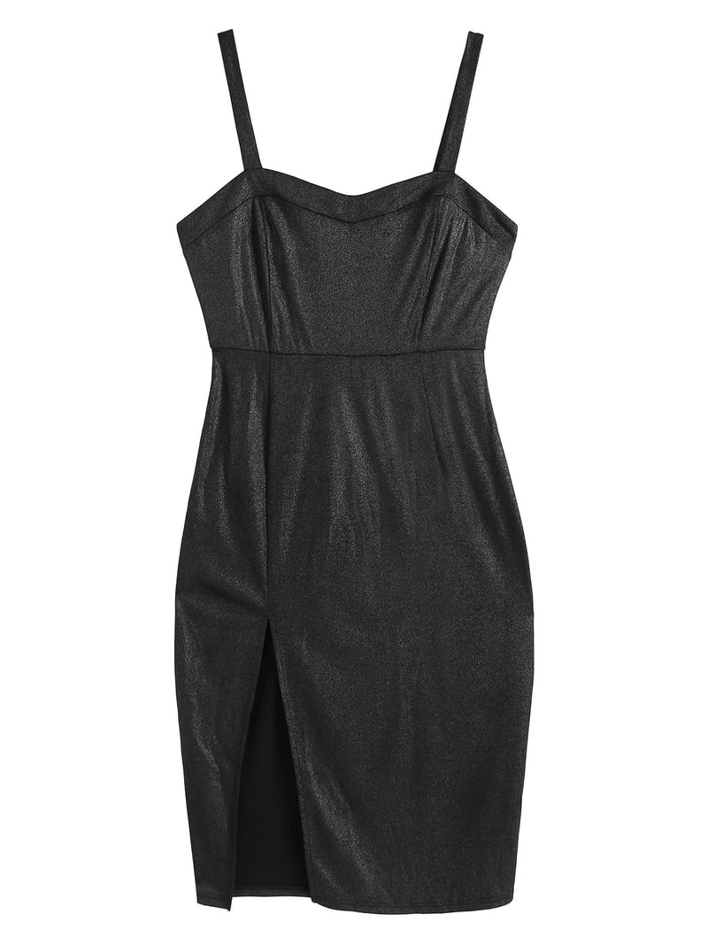 ZAFUL for Women Prom Dress or Cocktail Dress Evening Part Dress Glitter  Metallic Front Slit Plus Size Midi Dress Black 2XL - Walmart.com
