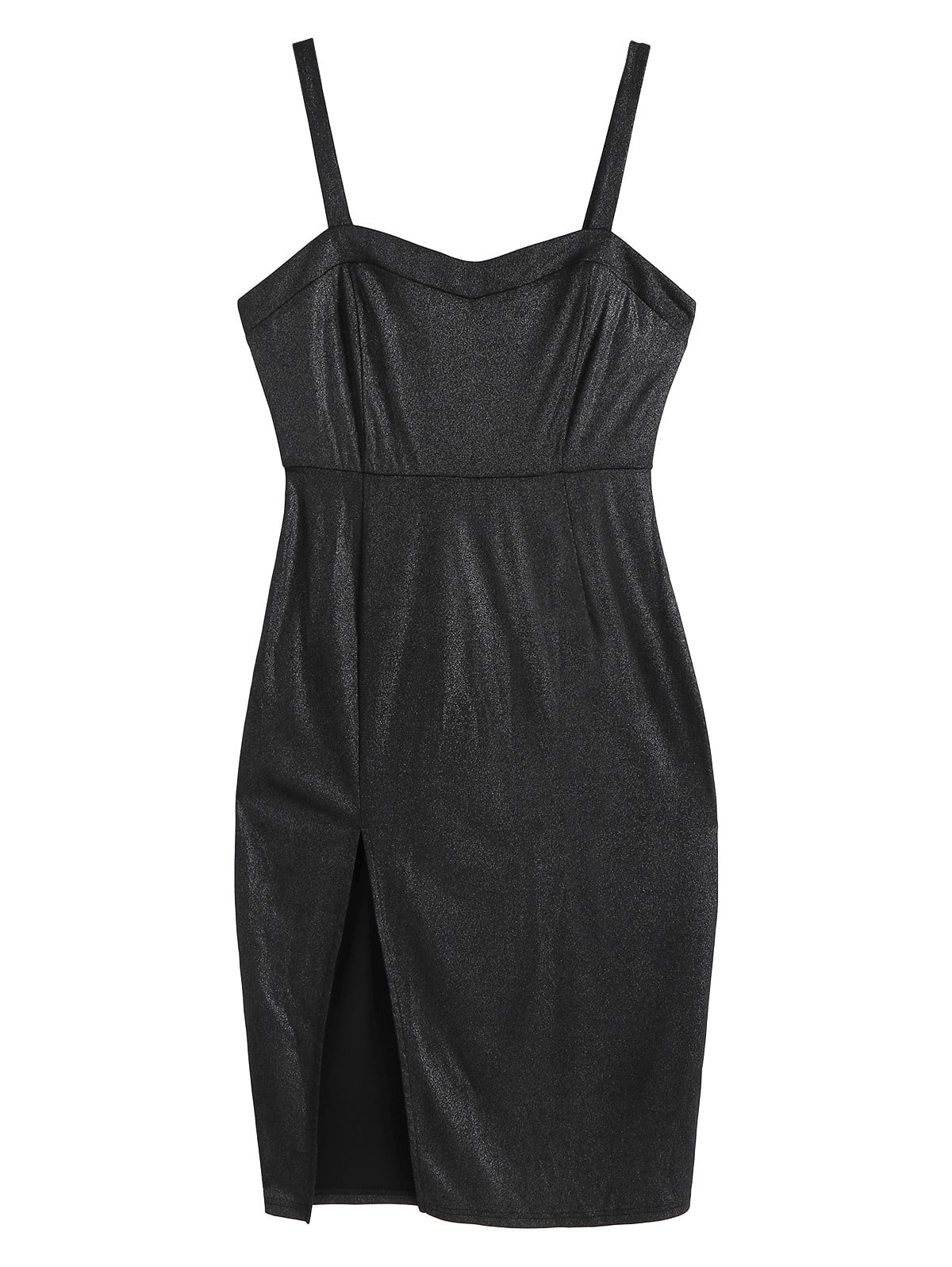ZAFUL for Women Prom Dress or Cocktail Dress Evening Part Dress Glitter  Metallic Front Slit Plus Size Midi Dress Black L - Walmart.com