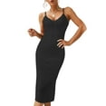 thumbnail image 1 of ZAFUL for Women Prom Dress or Cocktail Dress Evening Part Dress Lace Trim Ribbed Ruched Tie Collar Midi Dress Black M, 1 of 6