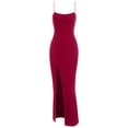 thumbnail image 1 of ZAFUL for Women Prom Dress or Cocktail Dress Evening Part Dress Spaghetti Strap Thigh Split Slinky Bodycon Maxi Dress Red L, 1 of 5