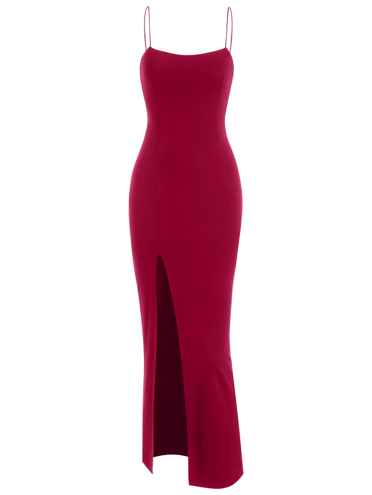 open lace back dress Red Bodycon Dress Maxi Ruffle Slit Chiffon main image 1