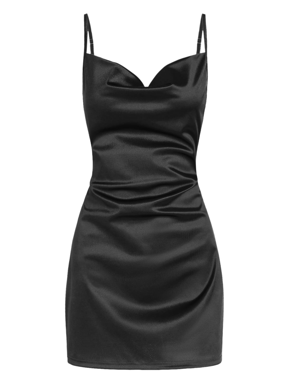 ZAFUL for Women Sexy Prom dress Cocktail Party Dress Adjustable Shoulder  Strap Sheeny Mini Slip Dress Black S - Walmart.com