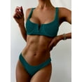thumbnail image 1 of ZAFUL for Women Shirred V Wired Bikini Set Peacock Blue M, 1 of 6