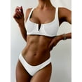 thumbnail image 1 of ZAFUL for Women Shirred V Wired Bikini Set White M, 1 of 6