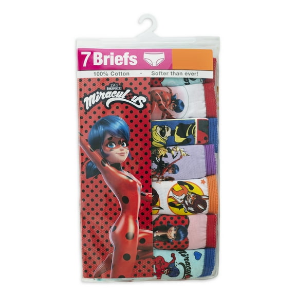 ZAG by Miraculous Graphic Prints Cotton Briefs Panty (Little Girls or Big Girls) 7 Pack