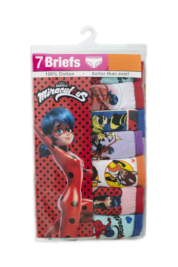 ZAG by Miraculous Graphic Prints Cotton Briefs Panty (Little Girls or Big Girls) 7 Pack