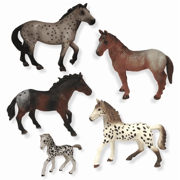 Zaga Toys, Appaloosa Horse Bundle, 5 Pieces Hand-Painted Figures